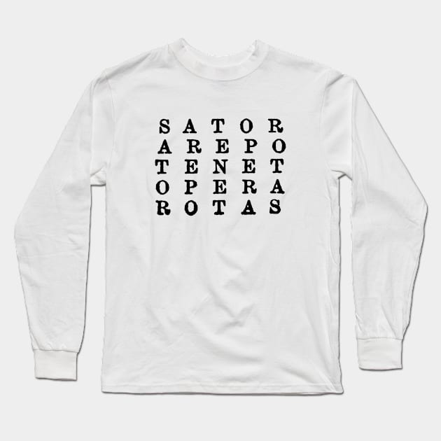 Sator Arepo Tenet Magical Square in Black Talisman Symbol Long Sleeve T-Shirt by Witchy Ways